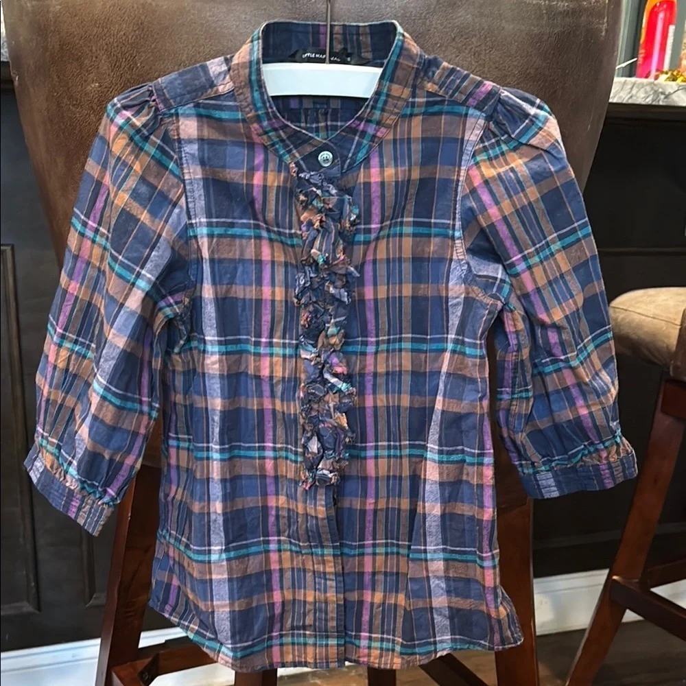 Little Marc Jacobs Blue and Orange Button Down Shirt Relaxed Fit